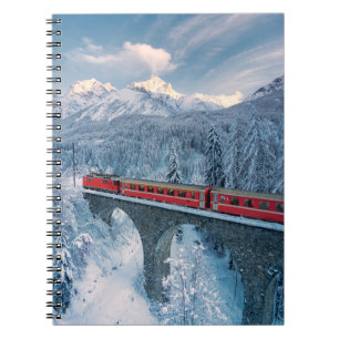 Ice & Snow Red Bernina Express Train Switzerland Notebook