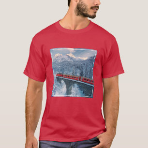 Ice & Snow Red Bernina Express Train Switzerland T-Shirt