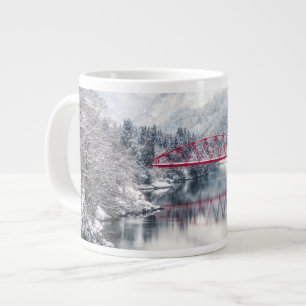 Ice & Snow Red Bridge in Winter, Japan Giant Coffee Mug