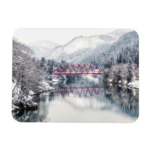 Ice & Snow   Red Bridge in Winter, Japan Magnet