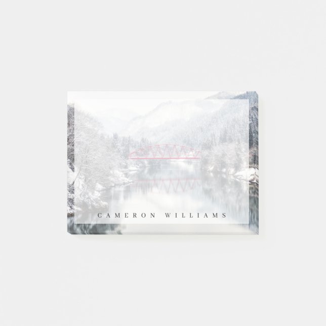 Ice & Snow | Red Bridge in Winter, Japan Post-it Notes (Front)