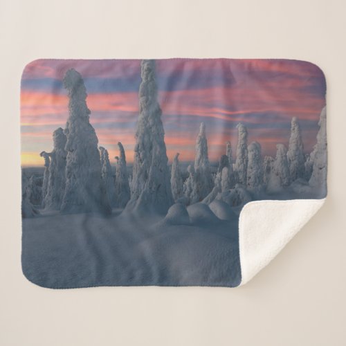 Ice  Snow  Snow Covered Trees Lapland Finland Sherpa Blanket