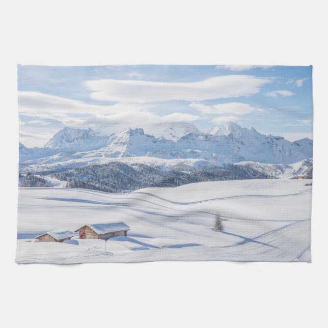 Ice & Snow | Snowscape European Alps, Italy Kitchen Towel (Horizontal)