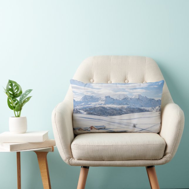 Ice & Snow | Snowscape European Alps, Italy Lumbar Pillow (Chair)