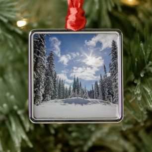 Ice & Snow Sunrise Winter Snow Alberta, Canada Metal Ornament