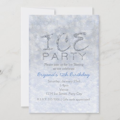 Ice  Snow Winter Birthday Party Invitations