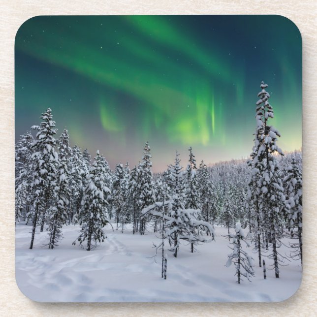 Ice & Snow | Winter Landscape, Finland Beverage Coaster (Front)