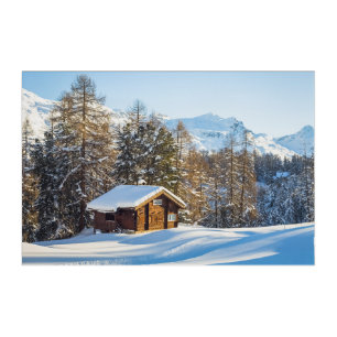 Ice & Snow Winter Log Cabin Swiss Alps Acrylic Print