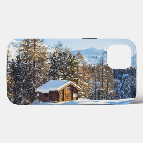 Ice  Snow  Winter Log Cabin Swiss Alps iPhone 13 Case