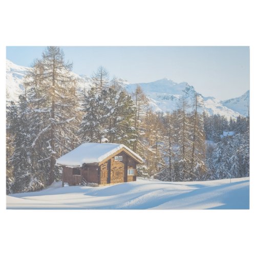 Ice  Snow  Winter Log Cabin Swiss Alps Gallery Wrap