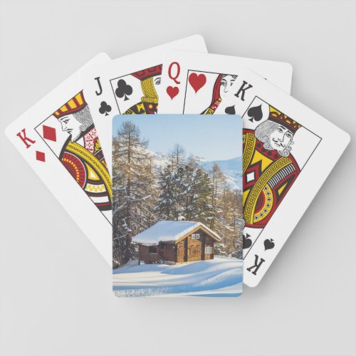 Ice  Snow  Winter Log Cabin Swiss Alps Playing Cards