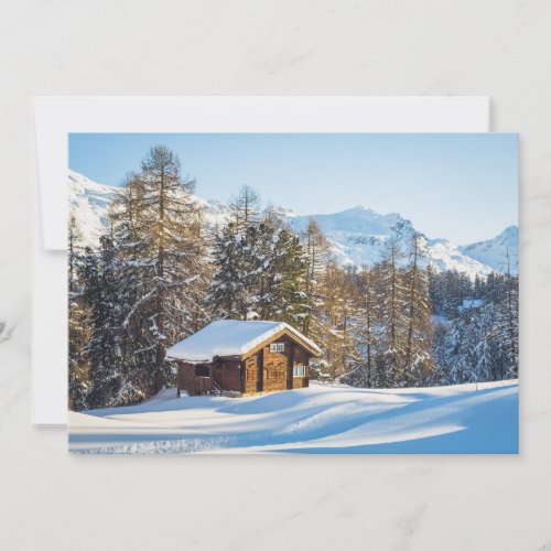 Ice  Snow  Winter Log Cabin Swiss Alps Thank You Card