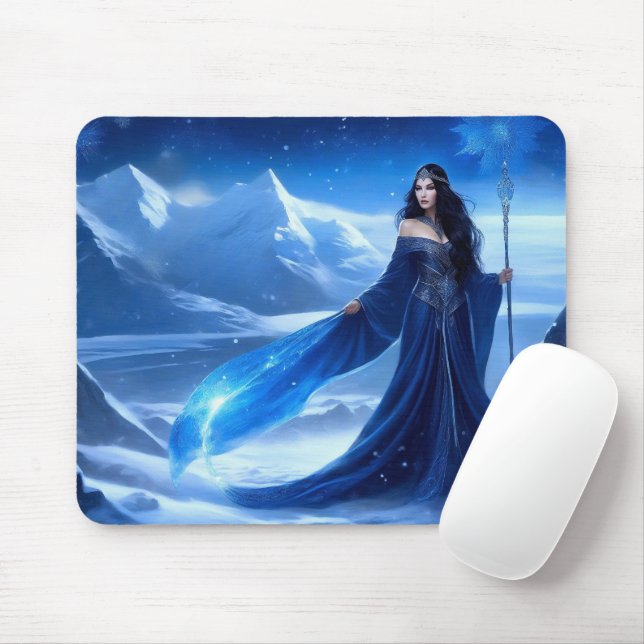 Ice Sorceress of the Tundra Snowflake Mouse Pad (With Mouse)