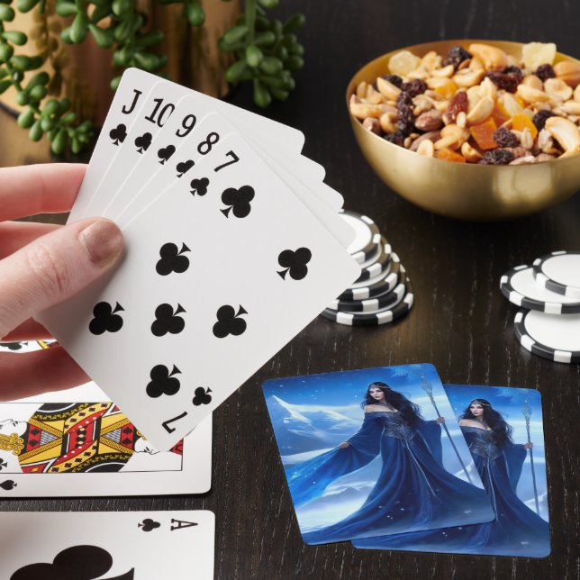 Ice Sorceress of the Tundra Snowflake Poker Cards (In Situ)
