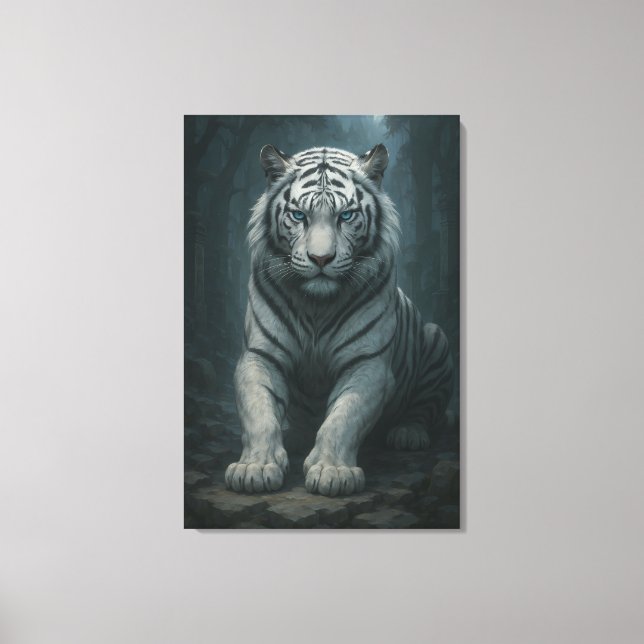 Ice Spirit White Tiger – Mystic Guardian of Calm P Canvas Print (Front)