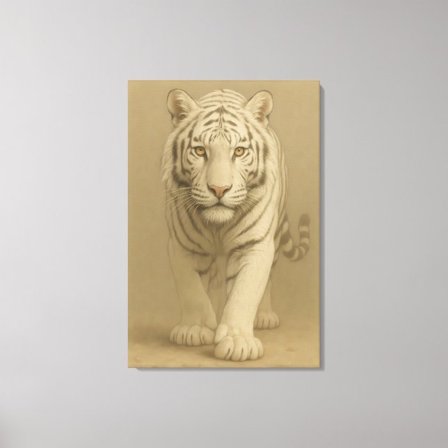 Ice Spirit White Tiger – Mystic Guardian of Calm P Canvas Print (Front)