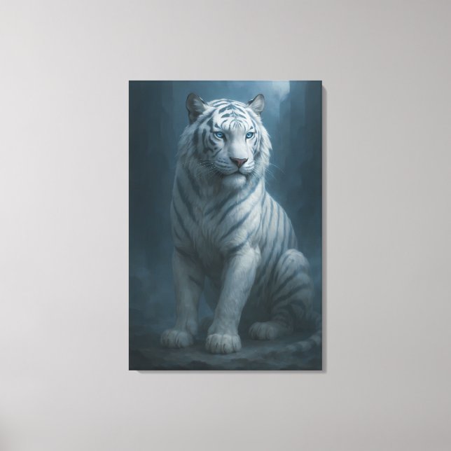 Ice Spirit White Tiger – Mystic Guardian of Calm P Canvas Print (Front)