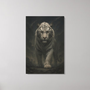 Ice Spirit White Tiger – Mystic Guardian of Calm P Canvas Print