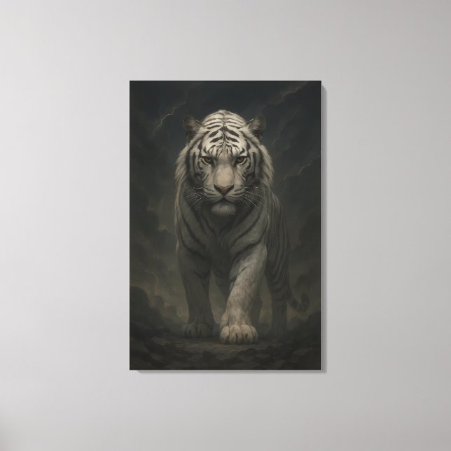 Ice Spirit White Tiger – Mystic Guardian of Calm P Canvas Print (Front)