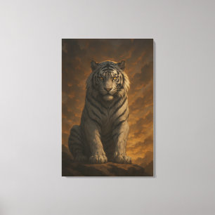 Ice Spirit White Tiger – Mystic Guardian of Calm P Canvas Print