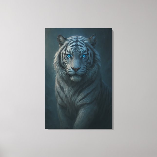 Ice Spirit White Tiger – Mystic Guardian of Calm P Canvas Print (Front)