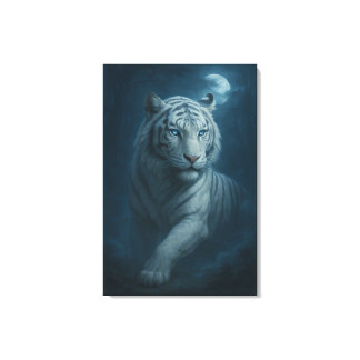 Ice Spirit White Tiger – Mystic Guardian of Calm P Canvas Print
