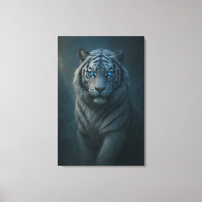 Ice Spirit White Tiger – Mystic Guardian of Calm P Canvas Print (Front)