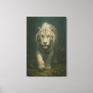 Ice Spirit White Tiger – Mystic Guardian of Calm P Canvas Print