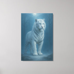 Ice Spirit White Tiger – Mystic Guardian of Calm P Canvas Print
