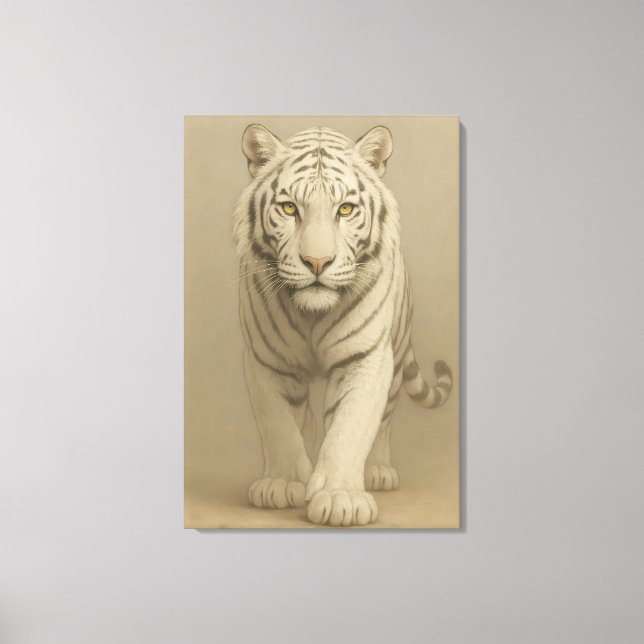 Ice Spirit White Tiger – Mystic Guardian of Calm P Canvas Print (Front)