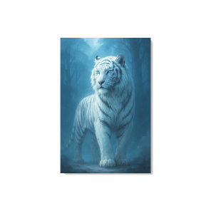 Ice Spirit White Tiger – Mystic Guardian of Calm P Canvas Print