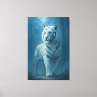 Ice Spirit White Tiger – Mystic Guardian of Calm P Canvas Print