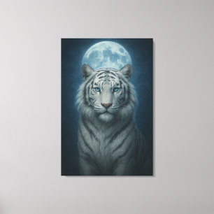 Ice Spirit White Tiger – Mystic Guardian of Calm P Canvas Print