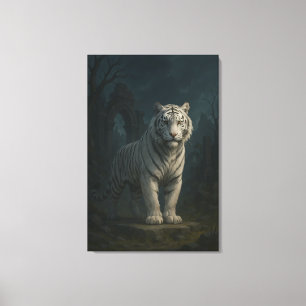 Ice Spirit White Tiger – Mystic Guardian of Calm P Canvas Print