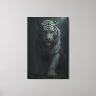 Ice Spirit White Tiger – Mystic Guardian of Calm P Canvas Print