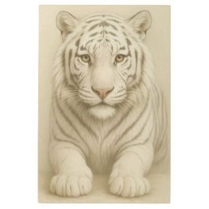 Ice Spirit White Tiger – Mystic Guardian of Calm P Metal Print