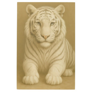 Ice Spirit White Tiger – Mystic Guardian of Calm P Metal Print