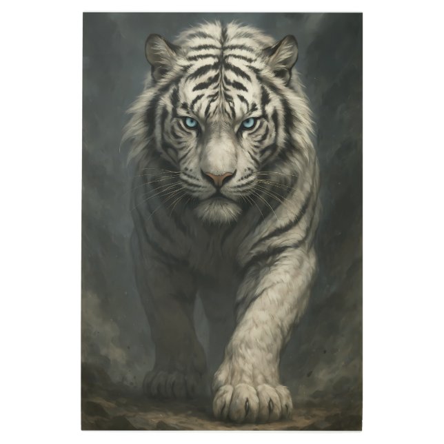 Ice Spirit White Tiger – Mystic Guardian of Calm P Metal Print (Front)