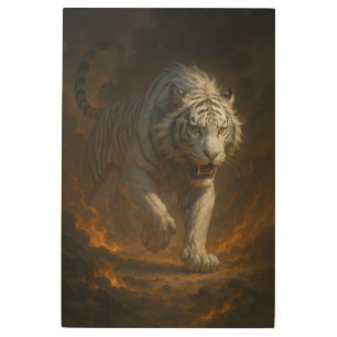 Ice Spirit White Tiger – Mystic Guardian of Calm P Metal Print