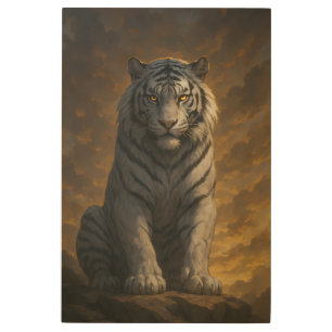 Ice Spirit White Tiger – Mystic Guardian of Calm P Metal Print