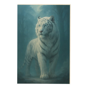 Ice Spirit White Tiger – Mystic Guardian of Calm P Wood Wall Art