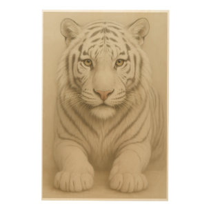 Ice Spirit White Tiger – Mystic Guardian of Calm P Wood Wall Art