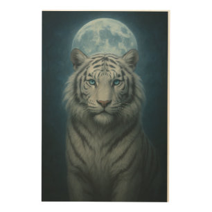 Ice Spirit White Tiger – Mystic Guardian of Calm P Wood Wall Art