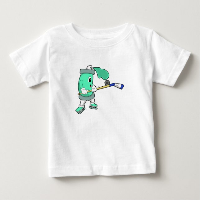Ice spray at Ice hockey with Ice hockey stick Baby T-Shirt (Front)