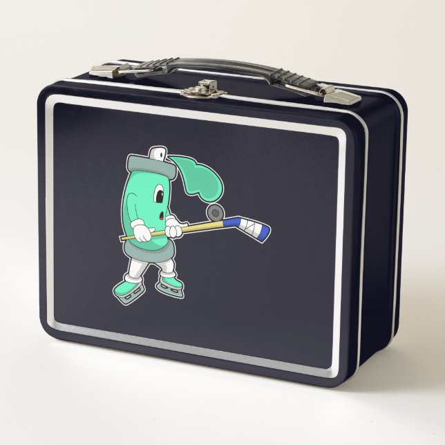 Ice spray at Ice hockey with Ice hockey stick Metal Lunch Box (Front)