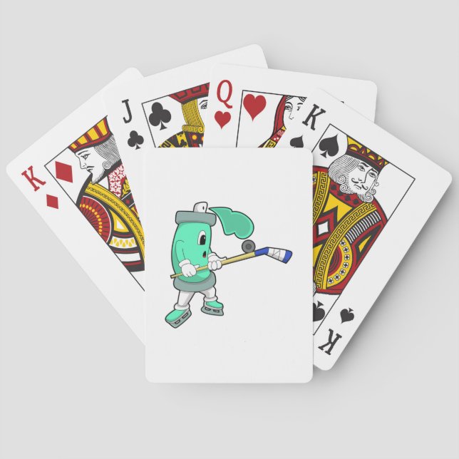 Ice spray at Ice hockey with Ice hockey stick Poker Cards (Back)
