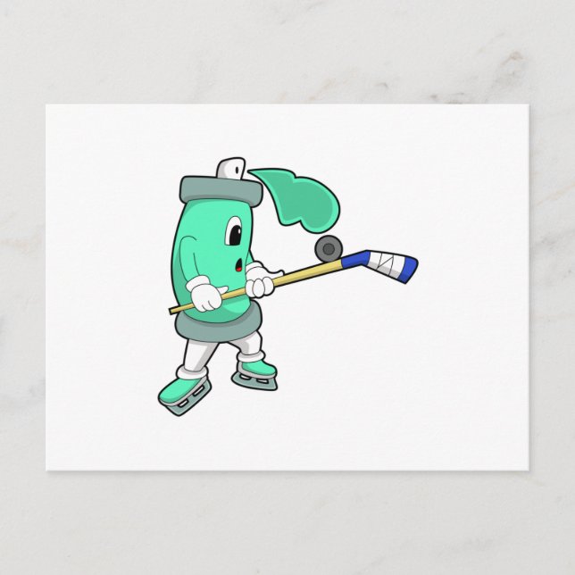 Ice spray at Ice hockey with Ice hockey stick Postcard (Front)