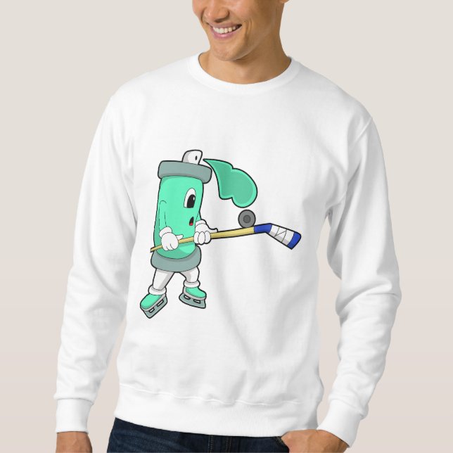 Ice spray at Ice hockey with Ice hockey stick Sweatshirt (Front)