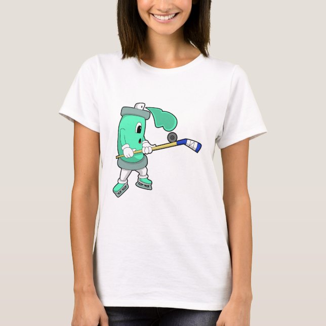 Ice spray at Ice hockey with Ice hockey stick T-Shirt (Front)