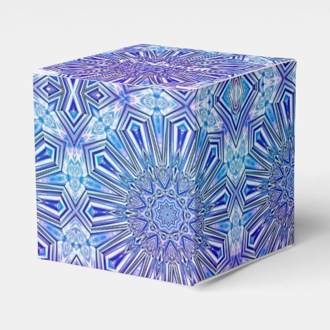 Ice Star Kaleidoscope Pattern Cube Favor Box (Front Side)
